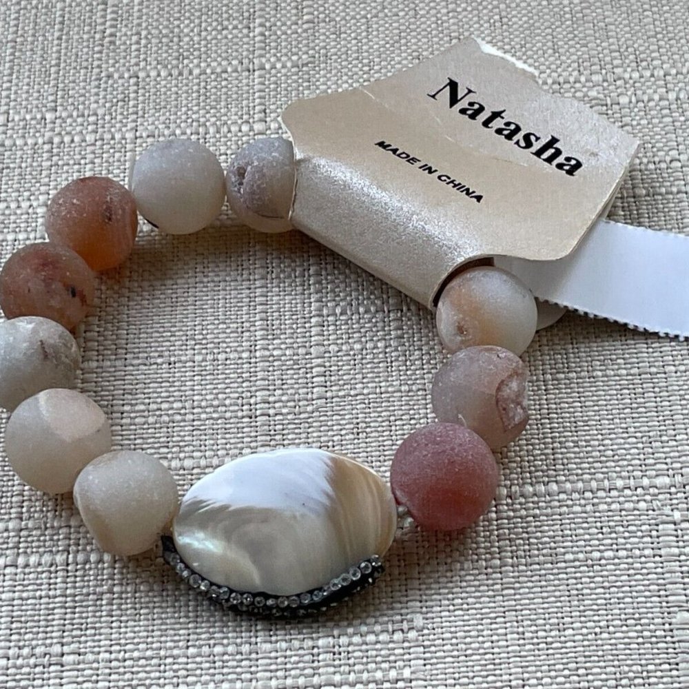 Natasha Bracelet Light Pink Real Stone Stretched Wrist Band Fashion Jewelry